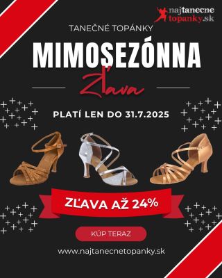 ‼️ MIMOSEZÓNNA ZĽAVA AŽ 24 % NA TANEČNÉ TOPÁNKY! 💃🕺 Zaobstarajte si svoje vysnívané tanečné topánky v predstihu a za...